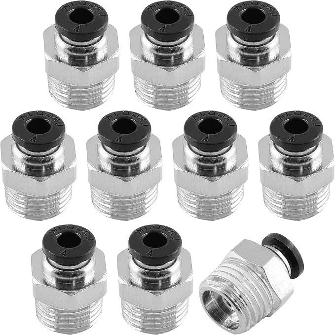10Pcs 4mm Push Connect 1/4 NPT Male Straight Pneumatic Fitting | Pure Copper by Qjaiune