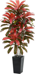 Artificial Dracaena Tree: 5FT Fake Plants Silk Faux Trees（Black Pot） | by TNGGNT