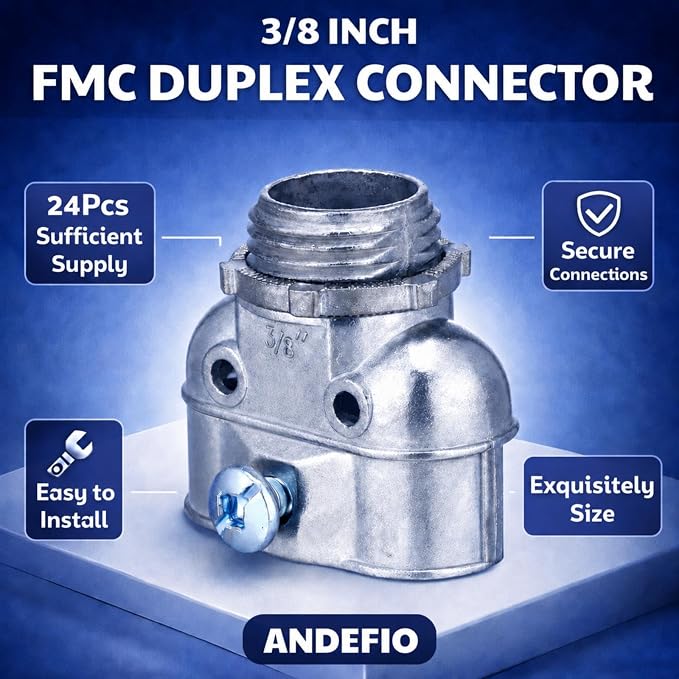 Tandefio 3/8" Flexible Conduit Metal Duplex Connector - Image 3