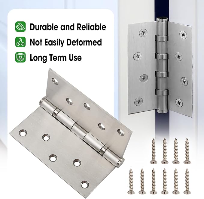 4 Pcs 5 Inch Heavy Duty Door Hinges 5x5 Stainless Steel Ball Bearing | Square - Image 3