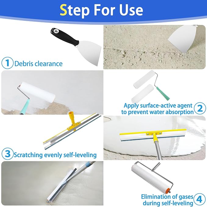 VKE Self Leveling Concrete Tools Spiked Roller, 63in Telescopic Pole | - Image 2