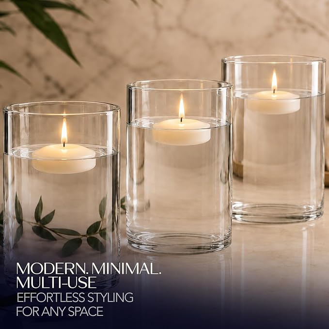 Royal Imports Glass Cylinder Flower Vase 8" Tall, Floating & Votive Candle - Image 5
