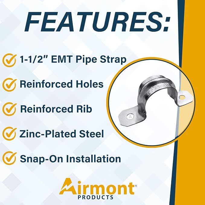 1-1/2-Inch EMT Two-Hole Conduit Strap — Reinforced Rib, Heavy-Duty Zinc-Plated - Image 4