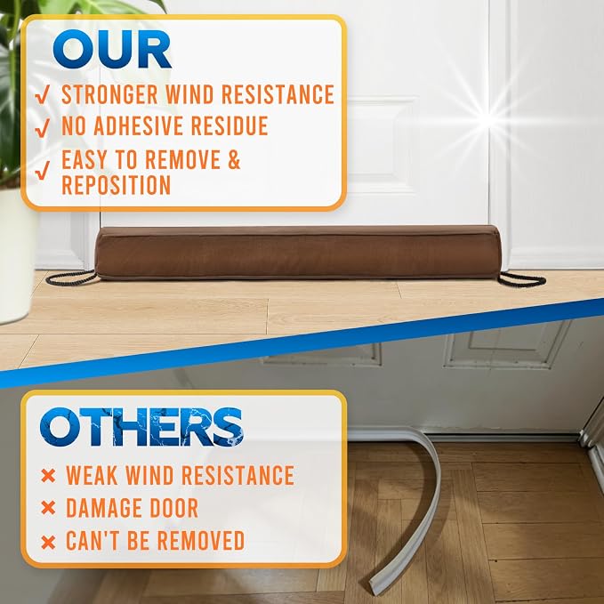 Comfyanno 38” Weighted Under Door Draft Stopper, 2.2lb Door Wind Blocker | Fits - Image 9