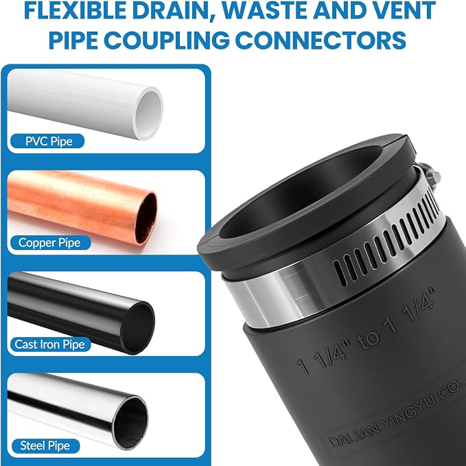 2 Pcs 1-1/4 IN Flexible PVC Pipe Coupling - Image 4