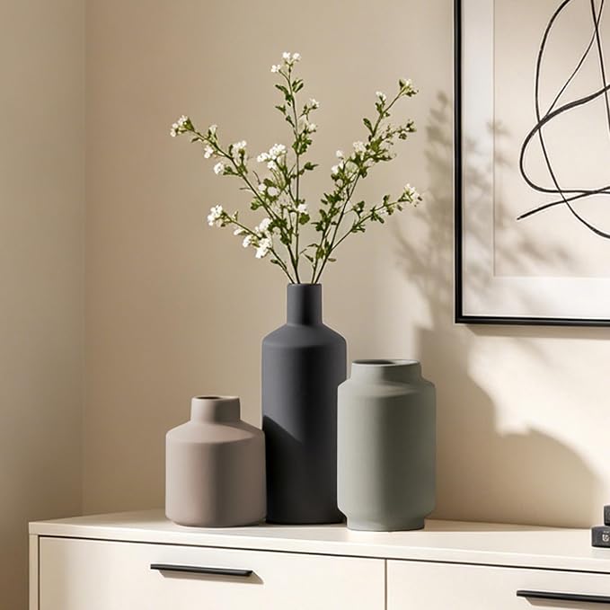 Ceramic Vase Set of 3, Modern Decorative Vases - Image 6