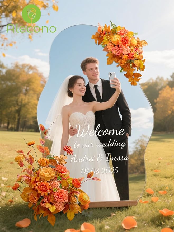 Alecono Bright Orange Artificial Flowers, Silk Fake Roses Combo Box Set | Fall - Image 7