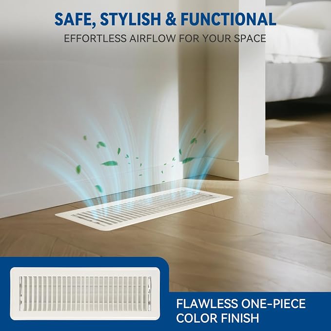 4" x 8" Floor Register Vent Covers 2-Pack, Cream White - Image 3