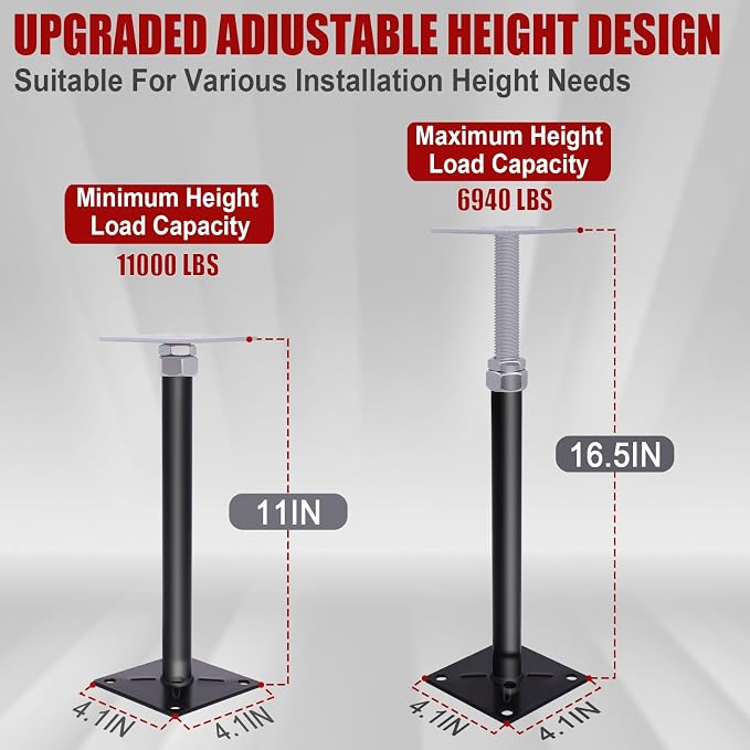House Floor Jacks for Leveling, Crawlspaces Porches, Roof Beams, 11000lbs Load - Image 2