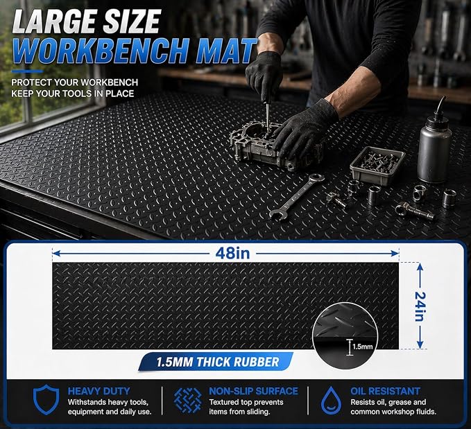Large Workbench Protector Mat 24" x 48", Durable Workbench Mat - Image 2