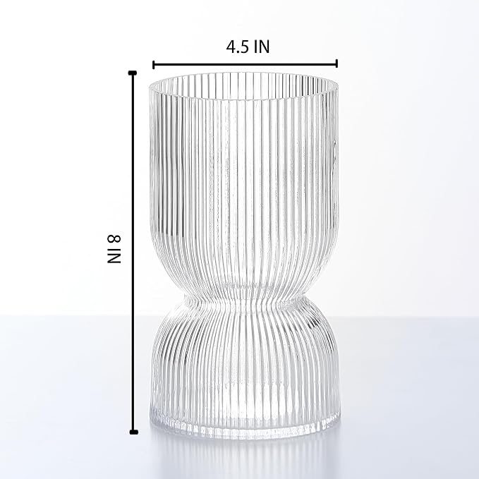 7.5 inch Vase for Flowers, Hourglass Bud Flower Vase for Bookshelf, Dinner Table - Image 3