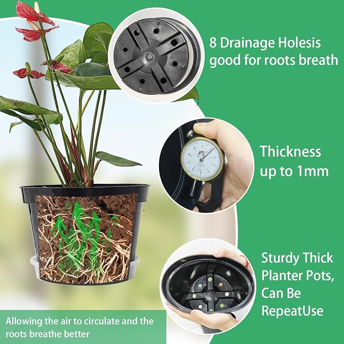 RooTrimmer 12 Pack Plant Pots, 8 Inch Plant Planter - Image 4