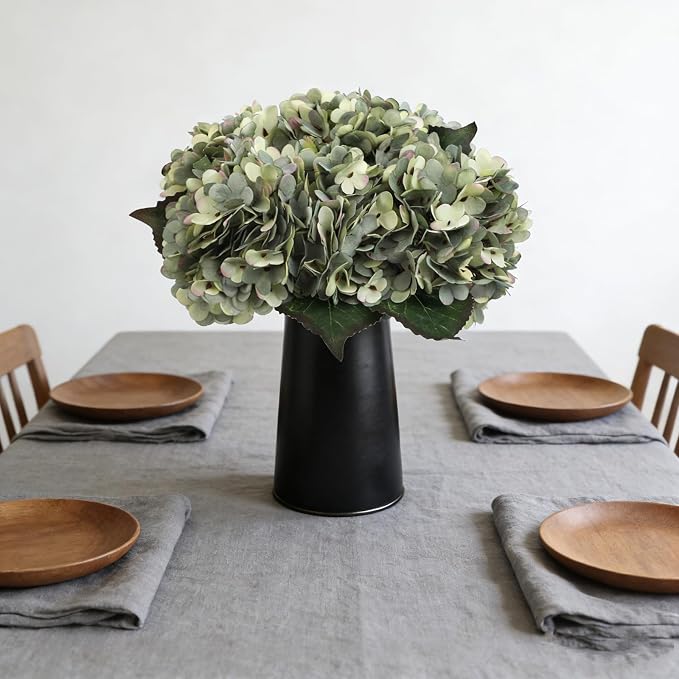 Kimura's Cabin 6pcs Hydrangea Artificial Flowers Fake Hydrangeas, Mint Green | - Image 3