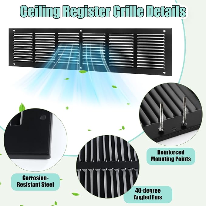 Blulu 6 Pack Fit for 30 x 6 Inch Duct Opening Return Air Vent Cover - Image 6