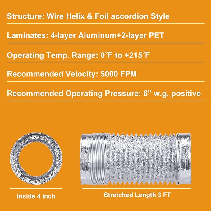 Heavy Duty 4"Flexible Dryer Vent Exhaust Duct Hose 3 Feet - Image 3