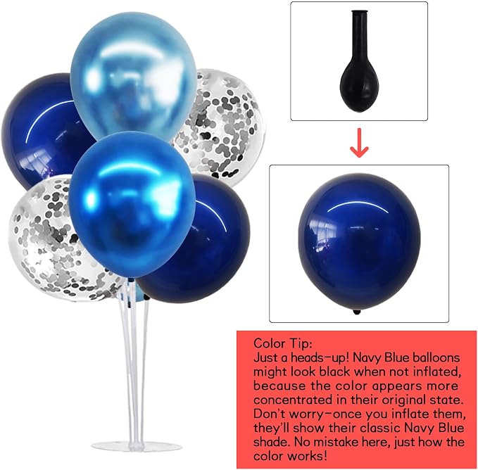 TONIFUL 4 Set Metallic Blue Silver Balloon Stand Balloon Centerpiece Table | - Image 2