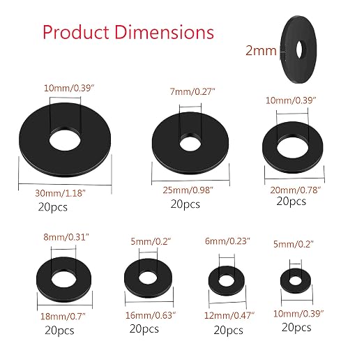 140 Pieces 7 Size Black Flat Rubber Gasket Assortment Kit, Heavy Duty Rubber - Image 2