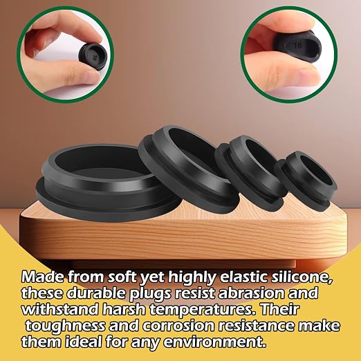 130PCS 8 Sizes Black Rubber Plugs - Image 3