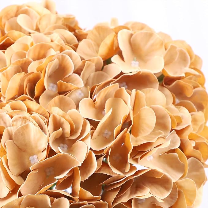 AVIVIHO 65pcs Fake Flowers Brown Hydrangea Artificial Flowers Bulk Silk Flowers - Image 6
