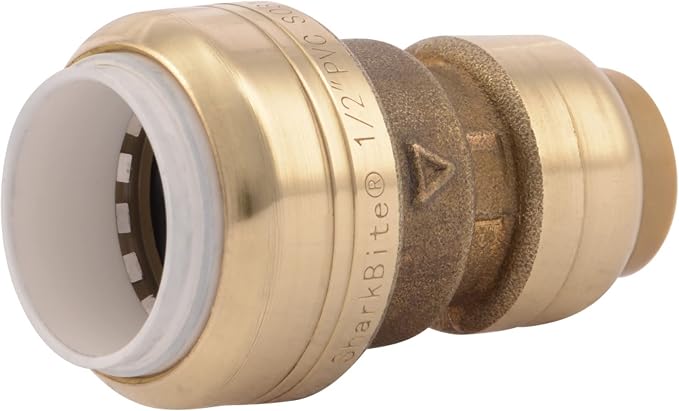 SharkBite 1/2 Inch CTS x 1/2 Inch PVC Transition Coupling, Push to Connect by SharkBite