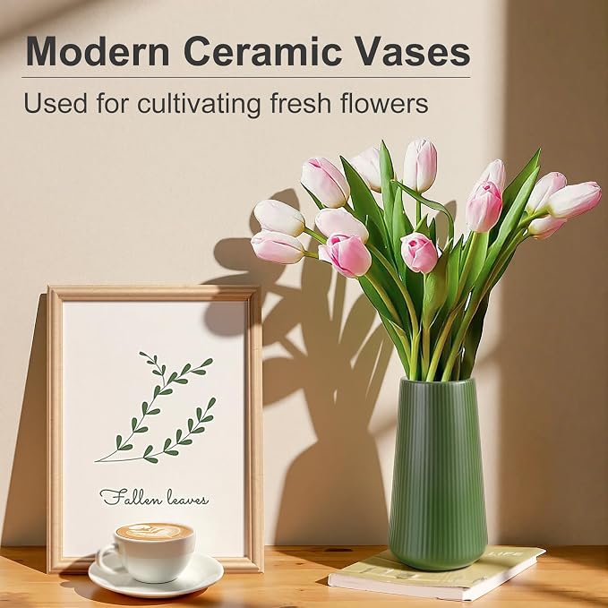 Alpinegreen Ceramic Vase, GUKJOB Small Cute Flower Vase - Image 3