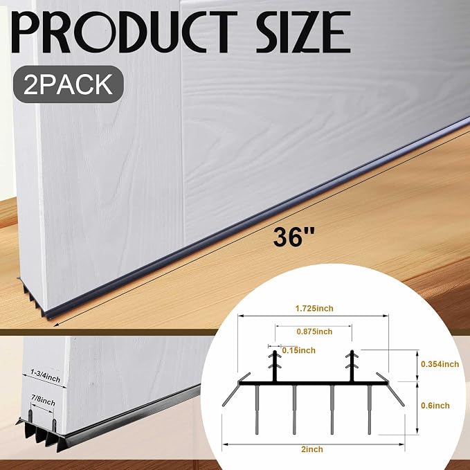 Pushglossy 2 Pcs Kerf Style Door Bottom Seal - Image 2