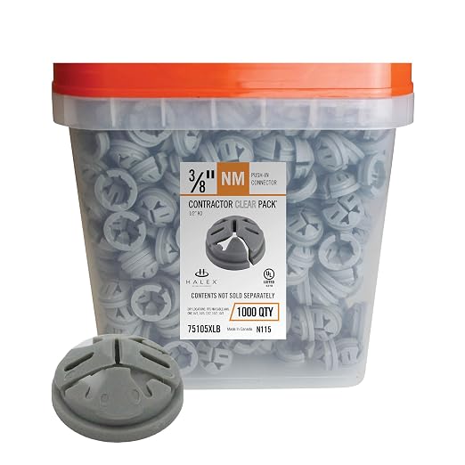 Halex 3/8 in. Non-Metallic Push-in Connector, 1/2 in. Knockout, tool-free wiring by Halex