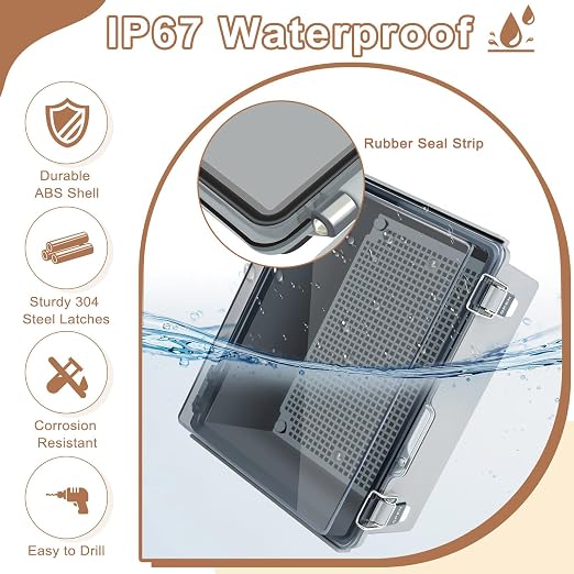 NineLeaf Outdoor Electrical Box Waterproof IP67, Weatherproof Junction Box ABS - Image 2