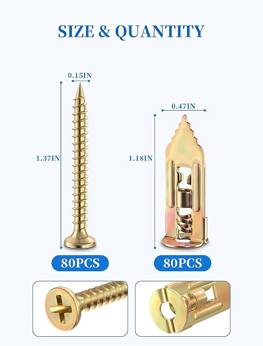 160 PCS Self Drilling Drywall Anchors - Image 2