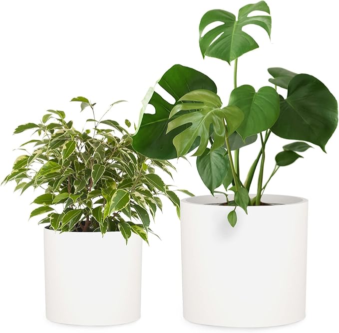 Fox & Fern Large Planter for Indoor or Outdoor, Matte White, 12 & 14.6 Inch | by FoxFern