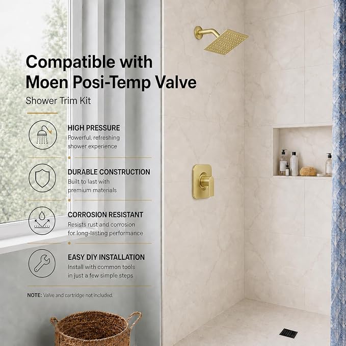 Compatible with Moen Posi-Temp Valve Shower Trim Kit, Replacement - Image 2