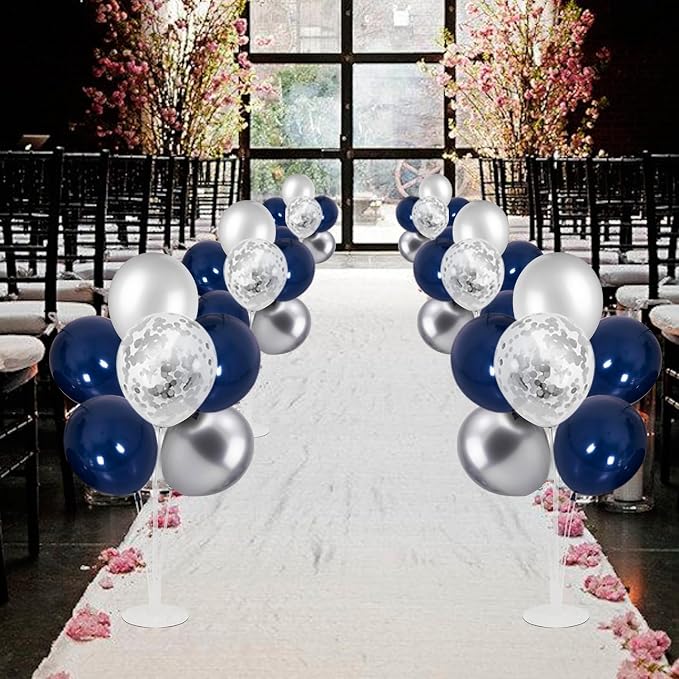 ZJDHPTY 4 Set Navy Blue Silver Balloon Stand Table Centerpieces Party Decor | - Image 7