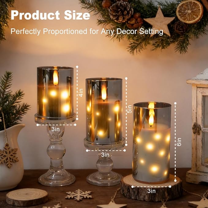 LEDHOLYT Rechargeable Glass LED Flameless Candles, Embedded Star String - Image 6