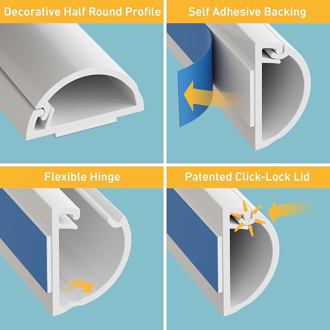 D-Line Half Round Cord Hider, Patented Cable Cover, Hide TV Wall Mount Wires - Image 2