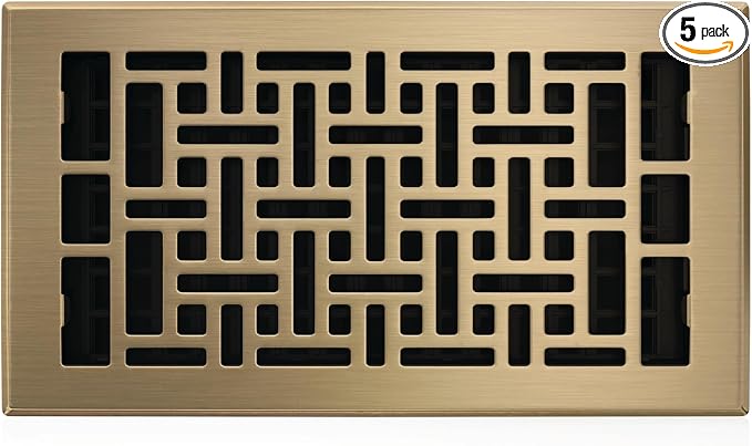 Decor Grates AJH612-A Oriental Floor Register, Antique Brass Finish 6x12 by DecorGrates