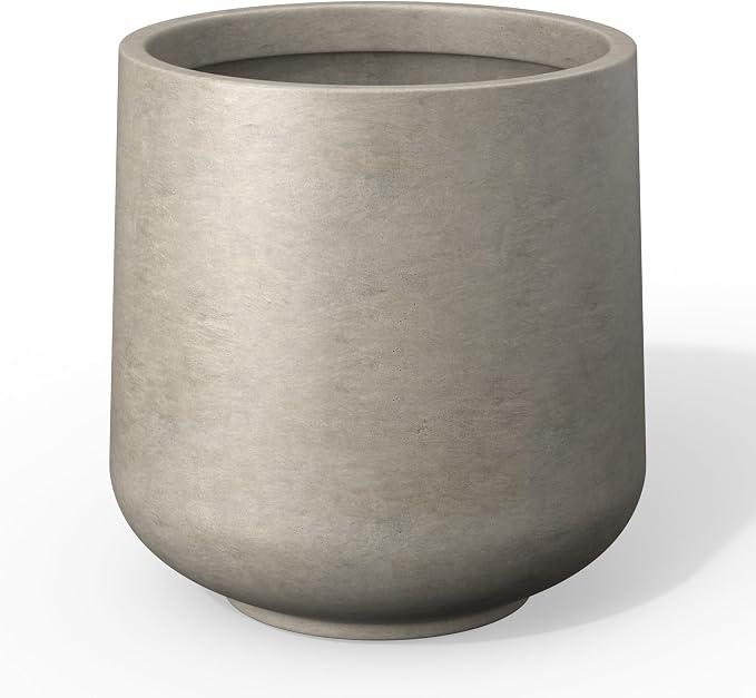Kante Accent Round Curved Weathered Concrete Planter 13" Dia, Outdoor | Rubber by Unknown