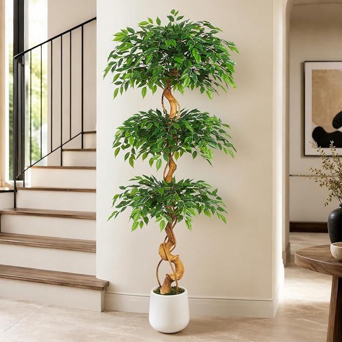 6FT Artificial Ficus Tree, 72in Fake Silk Tree - Image 6