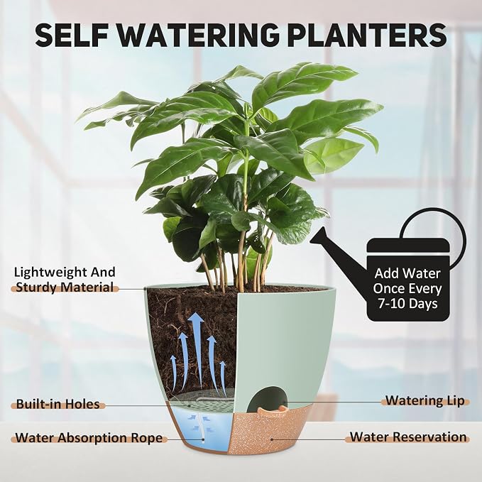 YNNICO 12 inch Large Self Watering Plant Pots, Flower Pots Planters - Image 3