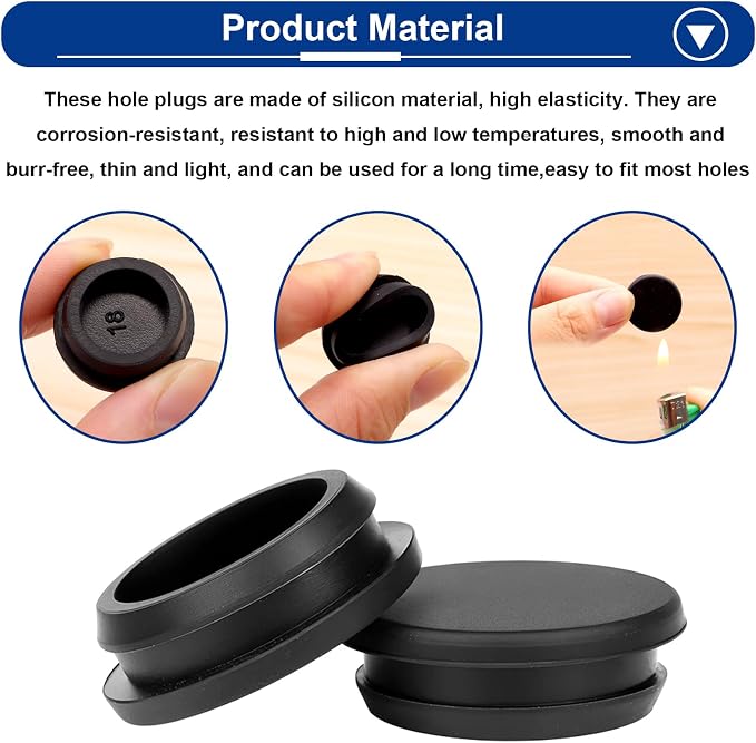 Tnisesm 65PCS 6 Sizes Black Rubber Plugs - Image 4