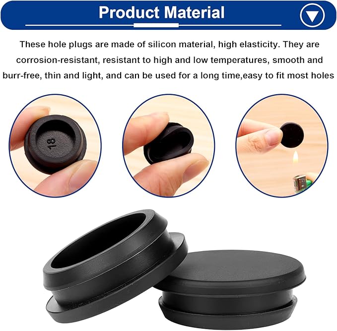 Tnisesm 130PCS 8 Sizes Black Rubber Plugs - Image 4