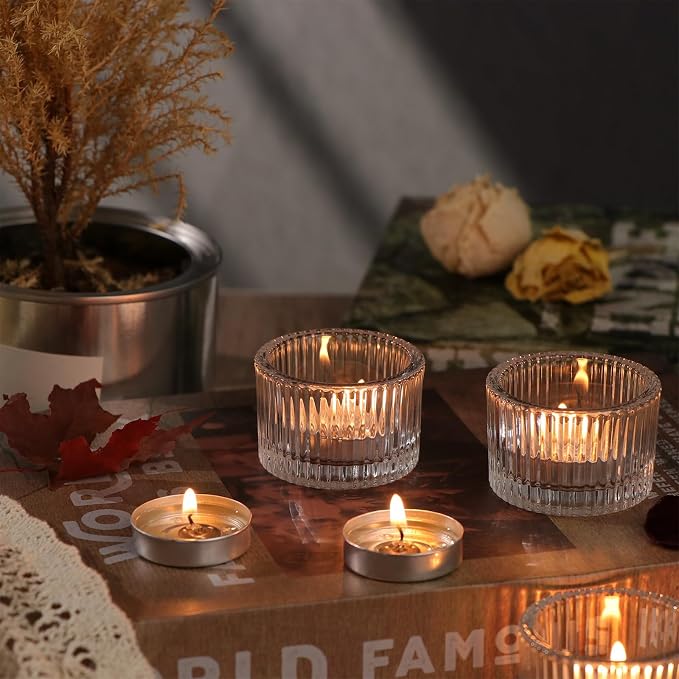 12 Pack Tealight Clear Candle Holders, Votive Tea Light Candle Holder | Table - Image 8