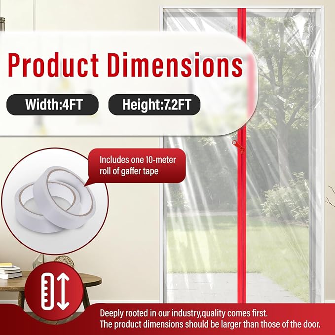 4-Pack Dust Barrier Plastic Zipper Door 4FTx7.2FT Door Dust Protection Kit - Image 5