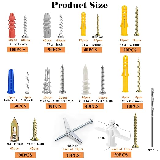 501PCS Drywall Anchors and Toggle Bolts - Image 2