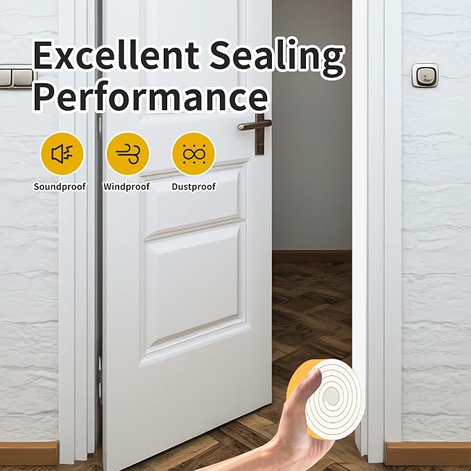 Door Seal Strip, High Density CR Insulation Tape, 2 in x 1/2 in x 6.5Ft | - Image 5