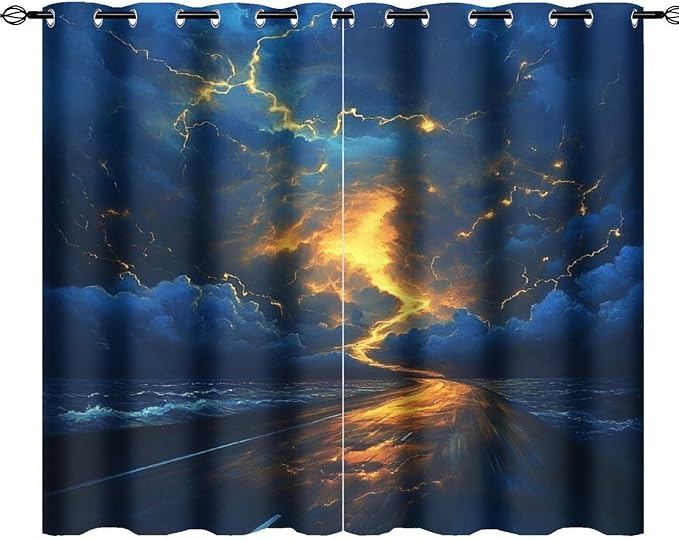 Nature Tornado Lightning Blackout Curtains by StyleYourHomeLoveYourSpace