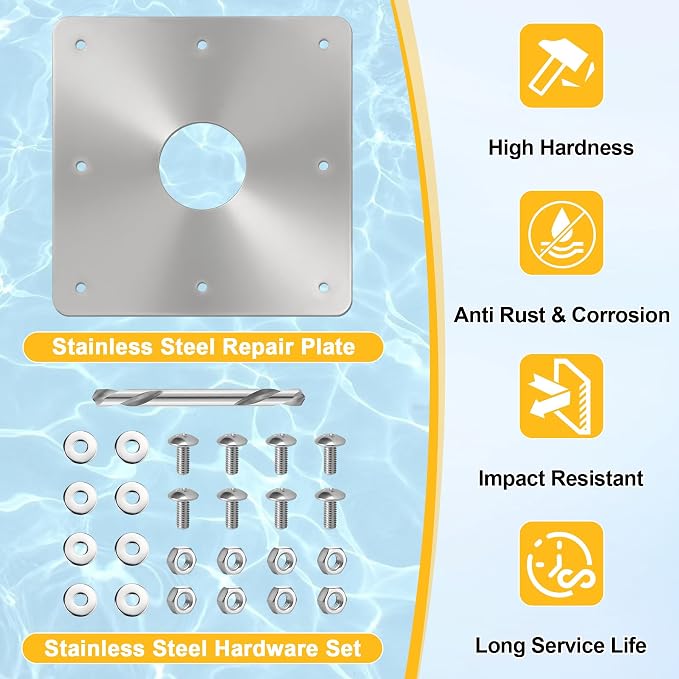8x8-Inch Stainless Steel Pool Water Return Repair Kit - Image 8