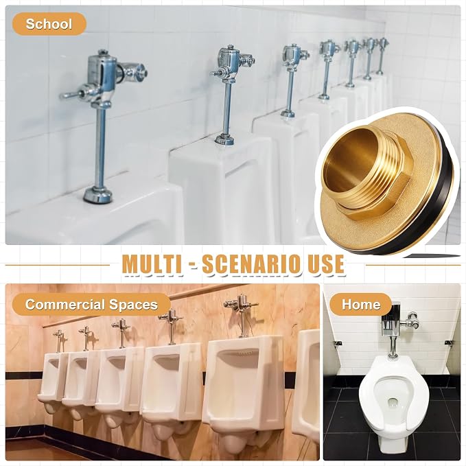 Zonon 3 Pcs 2 Inch x 1-1/4 Inch Brass Closet Spud Urinal Spud Flush Valve Parts - Image 6