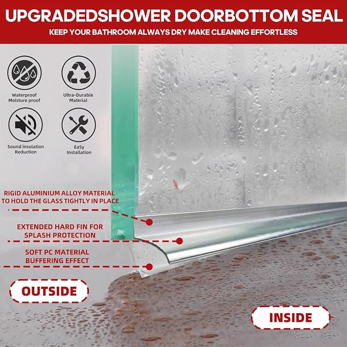 25" Chrome Framed Shower Door Replacement Drip Rail - Image 3