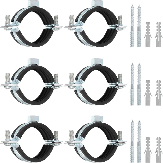 uxcell 6 Pcs Adjustable Pipe Bracket Clamp, 1-1/2" Wall Ceiling Mount Split by uxcell