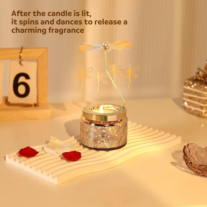 Curimama Rose Dragonfly Rotating Candle Gift - Image 3